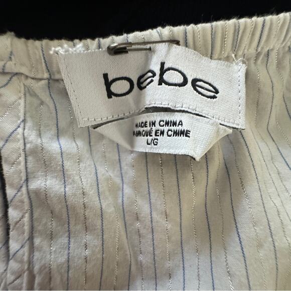 Bebe striped off shoulder padded blouse - Picture 3 of 7